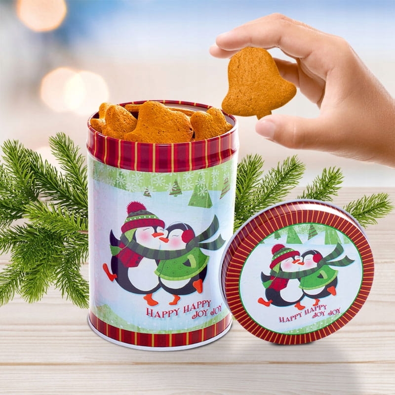 Puszka świąteczna Pingwinki | 500ml, 12x8cm, na ciastka, pierniczki
