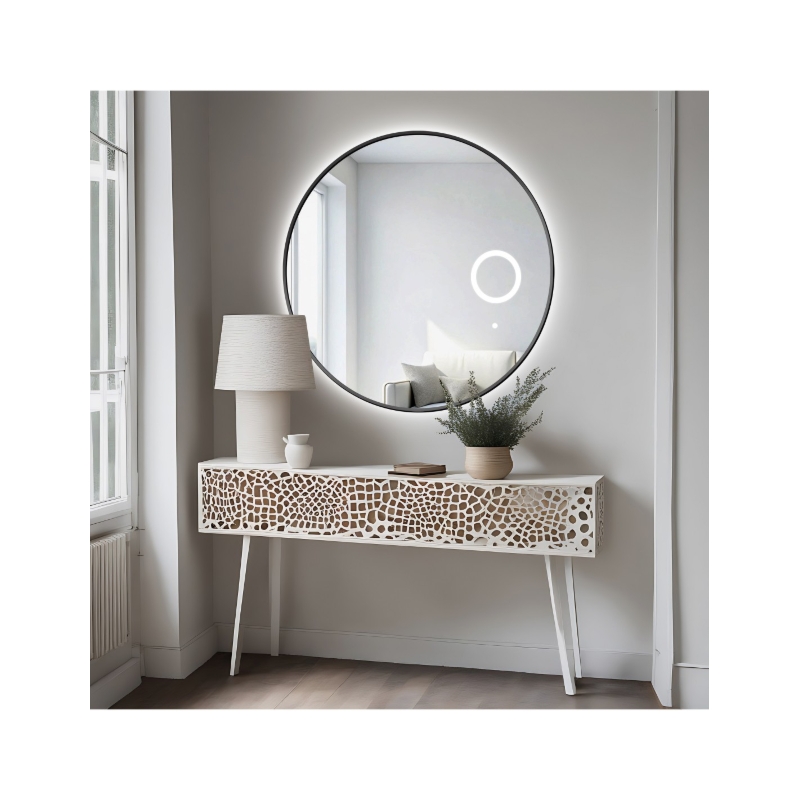 Lustro okrągłe w ramie z lusterkiem zoom led - OTYLIA LED PREMIUM