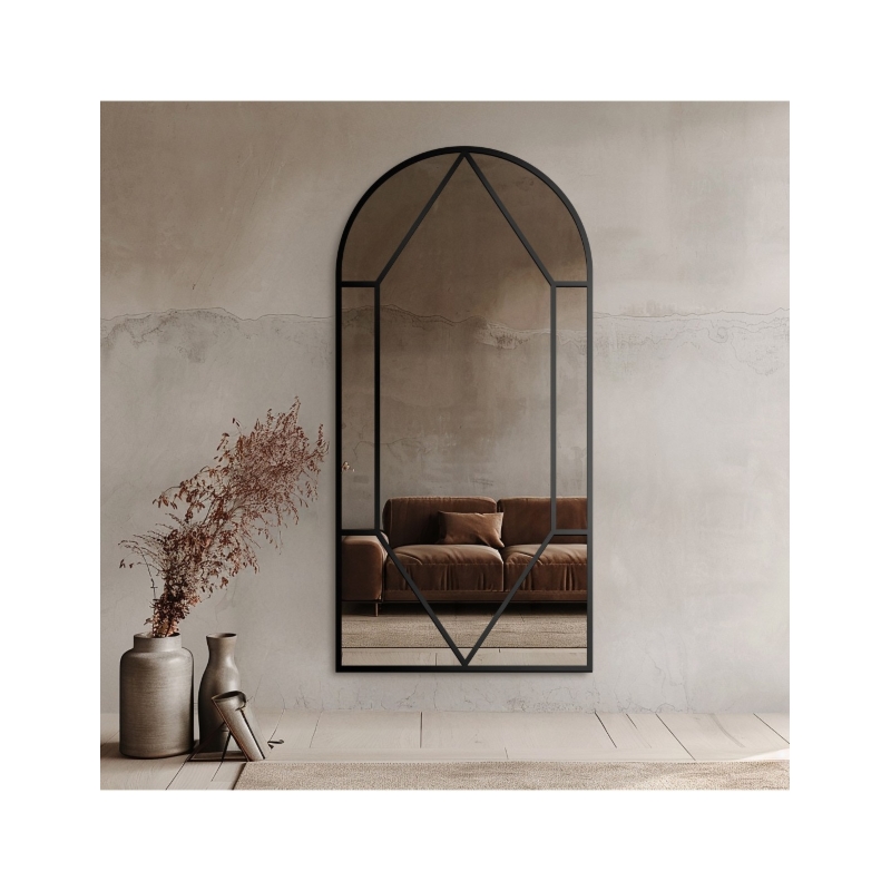 Lustro półowalne ze szprosami w ramie loftowej mdf - OKNO IV - kolor ramy do wyboru