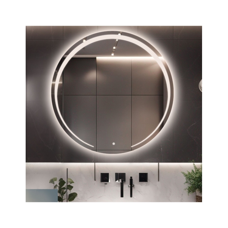 Łazienkowe lustro okrągłe z włącznikiem - NELA LED PREMIUM