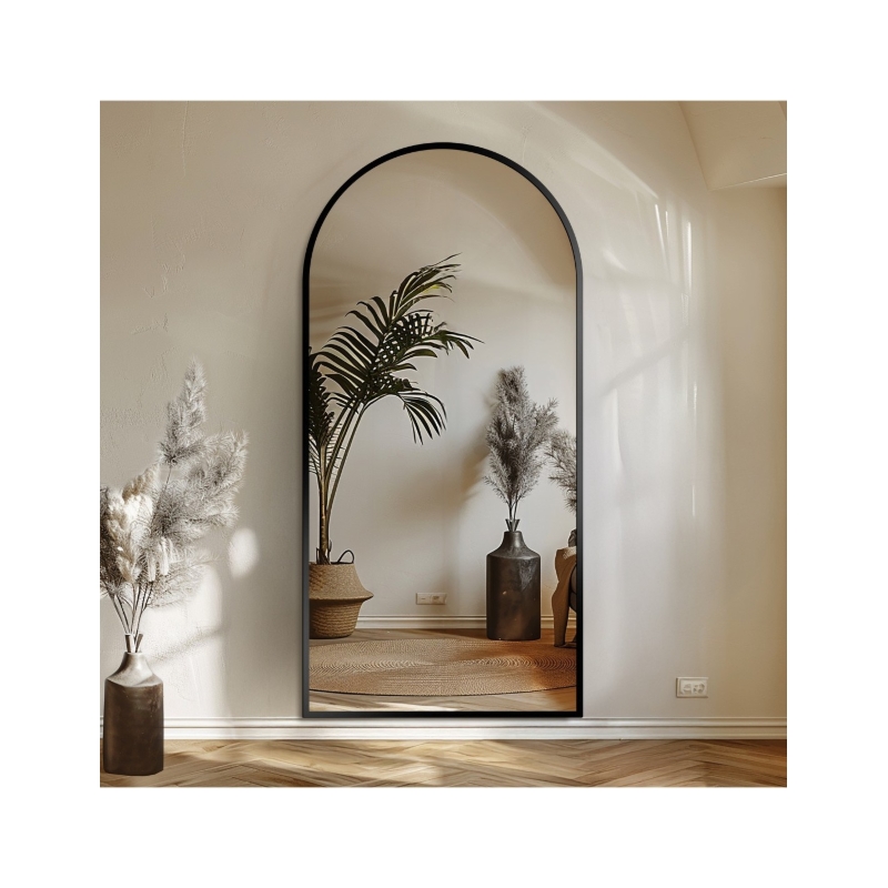 Lustro półowalne w matowej czarnej ramie mdf - BERDO - kolor ramy do wyboru