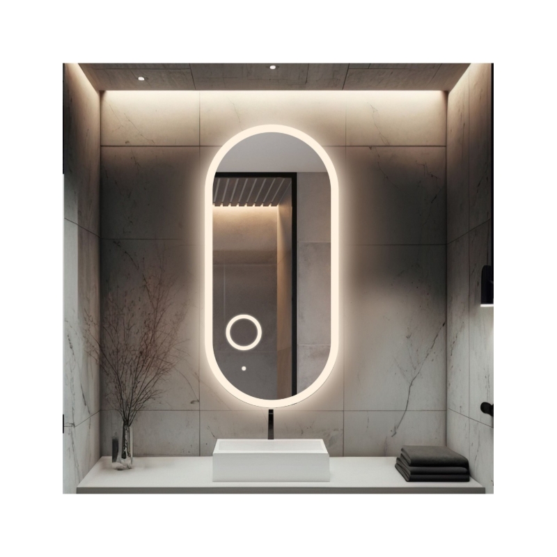 Łazienkowe lustro owalne z lusterkiem zoom led - ROMI LED PREMIUM