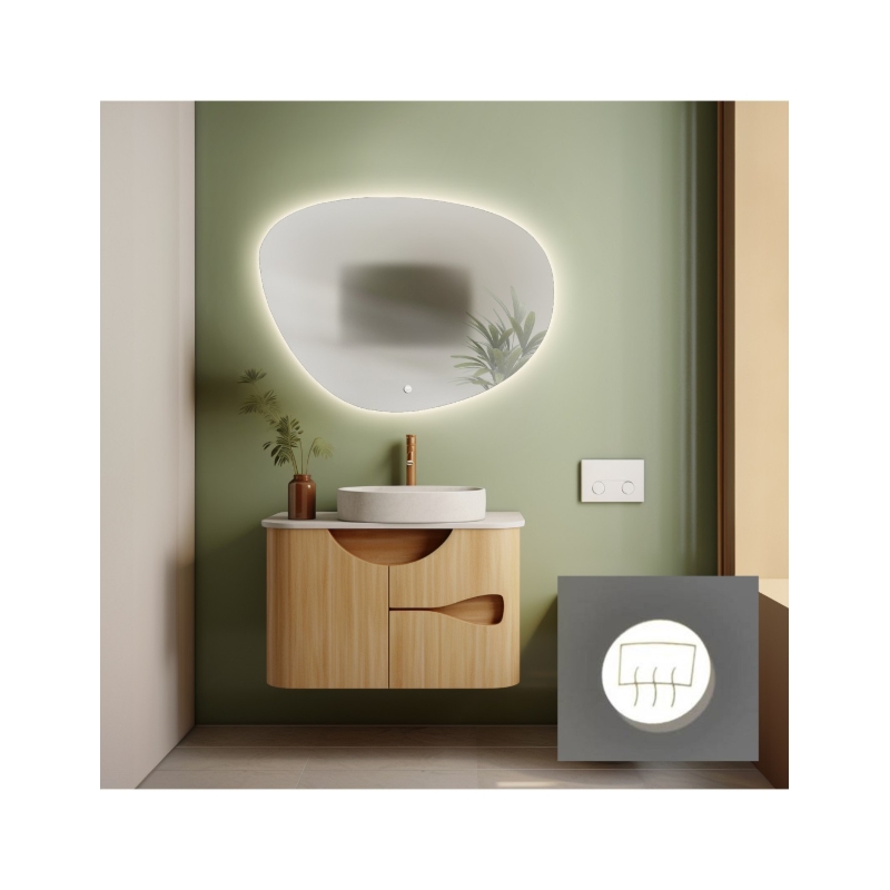 Lustro łazienkowe o nieregularnym kształcie z matą antyparową - AGAT LED PREMIUM