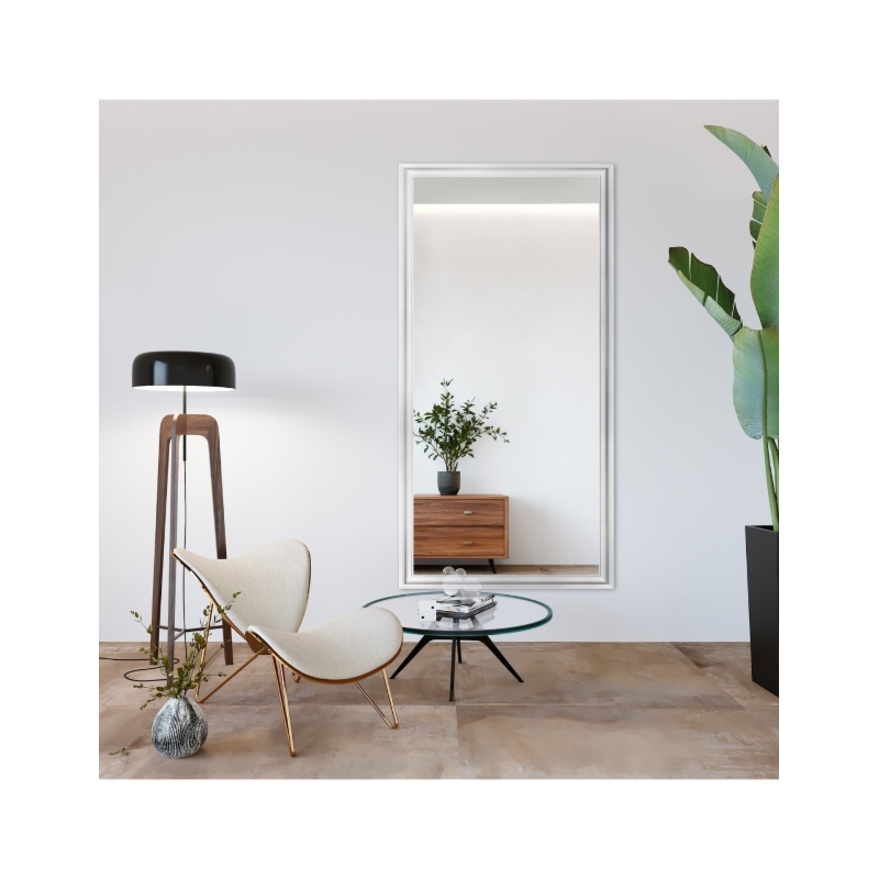 Lustro glamour w bogatej białej ramie - 6004004