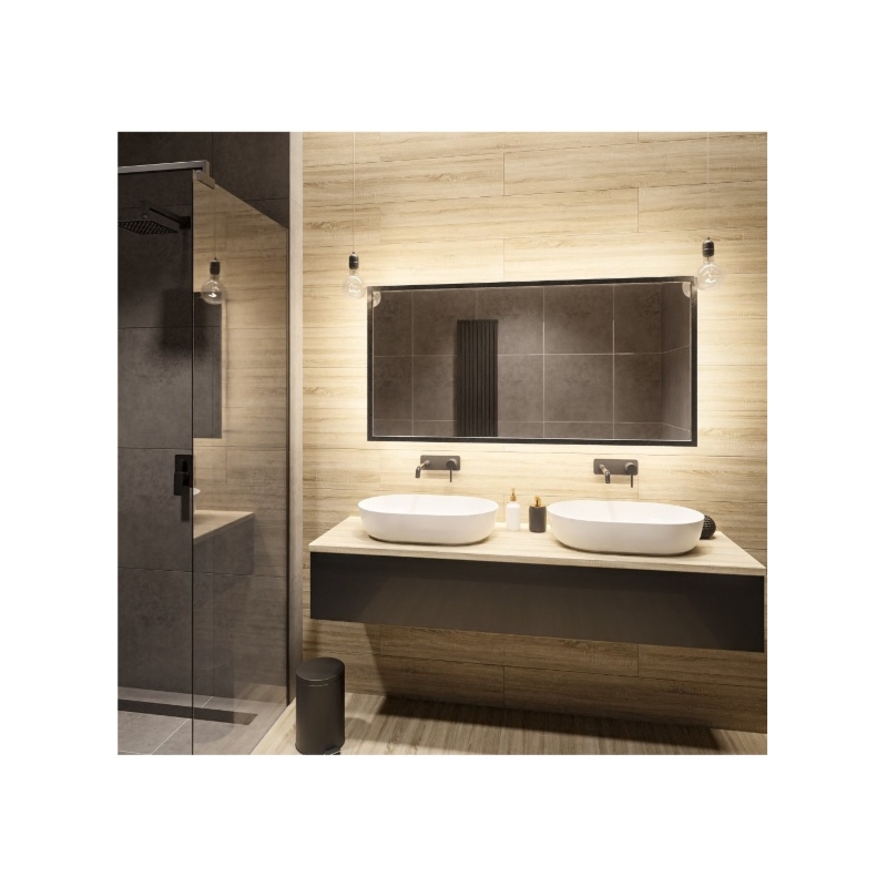 Lustro do toaletki w ramie czarnej z podświetleniem LED 60x80 - 1503001