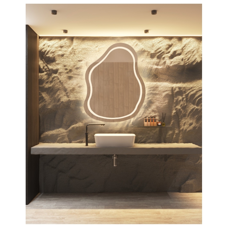 Lustro łazienkowe o nieregularnym kształcie  - STONE LED II