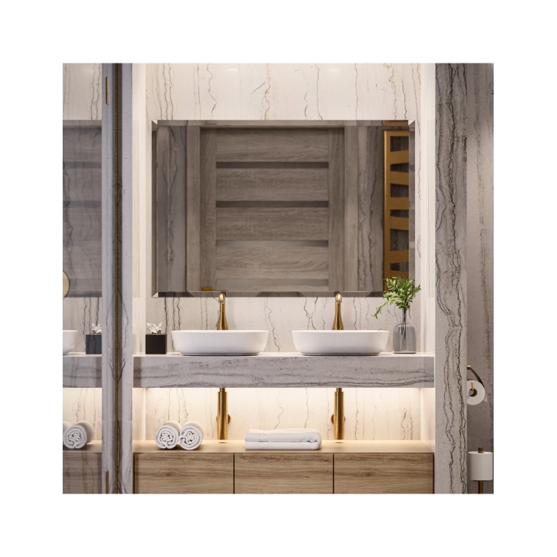 Lustro prostokątne z dekoracyjną lustrzaną fazą - FAZA