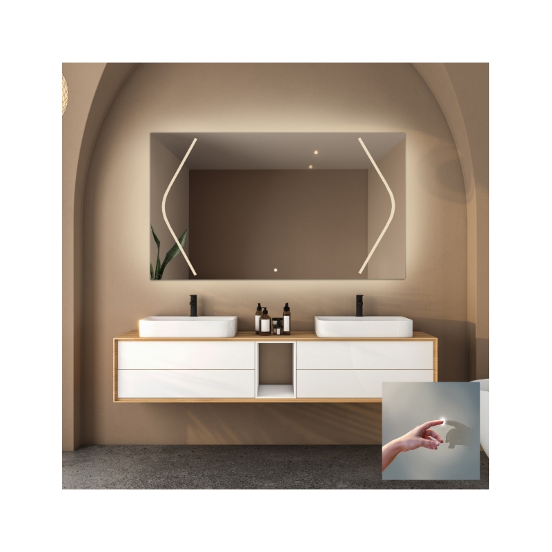 Łazienkowe lustro prostokątne z włącznikiem - SOFIA LED PREMIUM