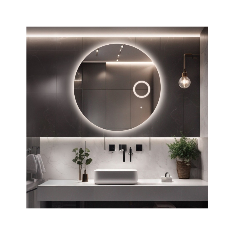 Łazienkowe lustro okrągłe z lusterkiem zoom led - KOŁO LED PREMIUM