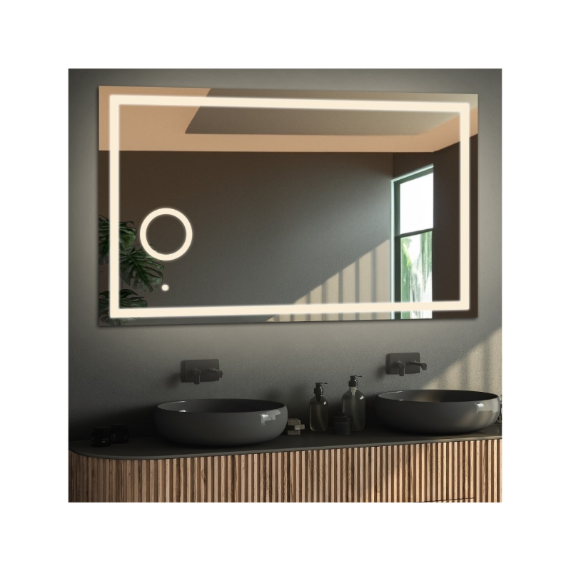 Łazienkowe lustro prostokątne z lusterkiem zoom led - EMI LED PREMIUM