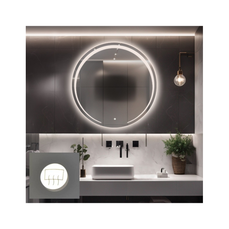 Łazienkowe lustro okrągłe z matą antyparową - NELA LED PREMIUM