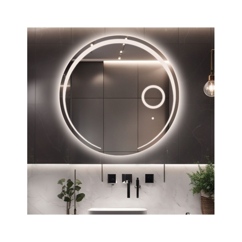 Łazienkowe lustro okrągłe z lusterkiem zoom led - NELA LED PREMIUM