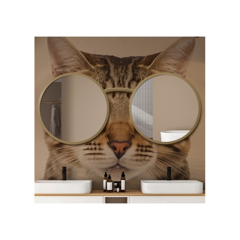 Zestaw luster okrągłych kot w okularach mdf - OKULARY