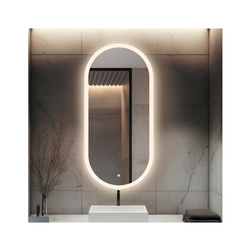 Łazienkowe lustro owalne z włącznikiem - ROMI LED PREMIUM