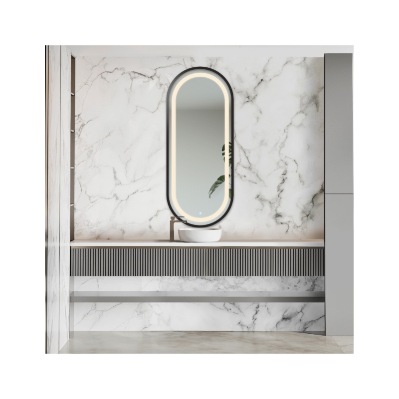 Lustro owalne w ramie mdf z podświetleniem - OSKAR W RAMIE LED III