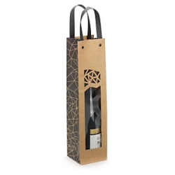 10 x Torba kraft "Authentique" na butelkę z okienkiem 95 x 385 x 95mm
