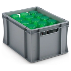 Pojemnik plastikowy z uchwytami otwartymi 400x300x220 mm, 20l