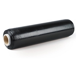 6 x Czarna folia stretch ręczna wstępnie rozciągnięta 9 µm, 450 mm x 500 m