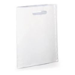 200 x Torba plastikowa z wyciętym uchwytem biała 250x380mm, bez poszerzanego dna RAJA