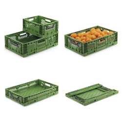 Składany ażurowy pojemnik Euro sztaplowany 600x400x120 mm