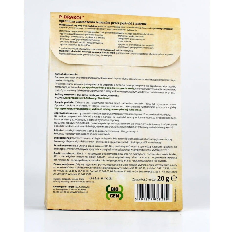 P-Drakol regeneruje trawnik po pędrakach – bakterie do trawnika – 3 x 20 g Target