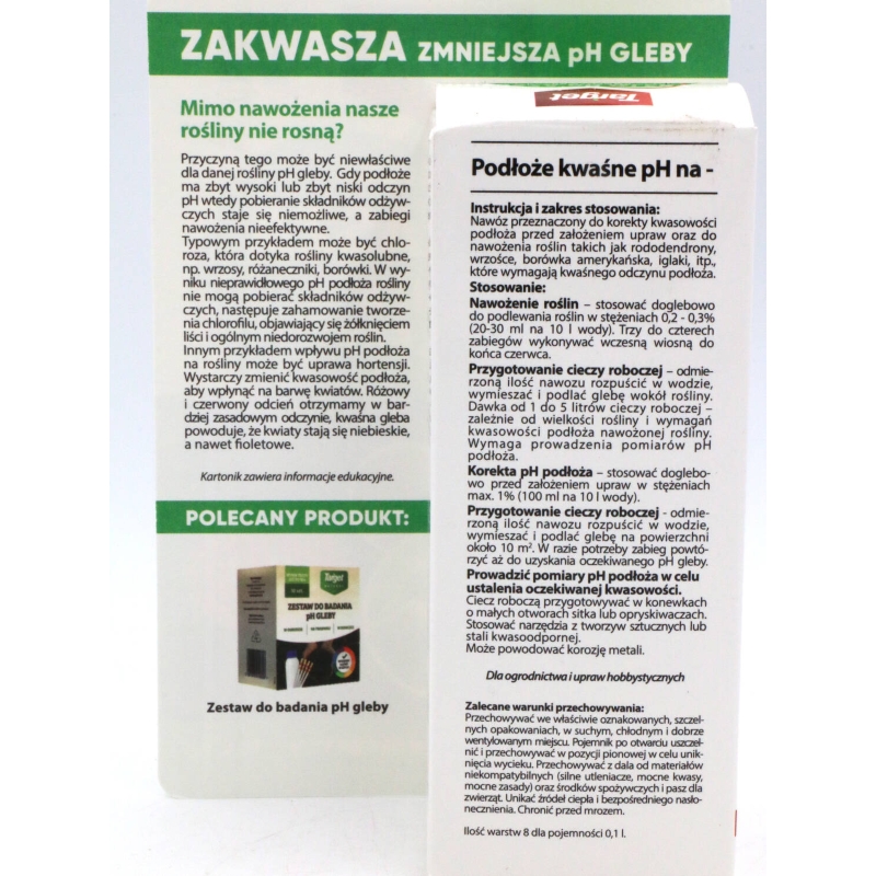Podłoże pH- – Zakwasza i Zmniejsza pH Gleby – 100 ml Target