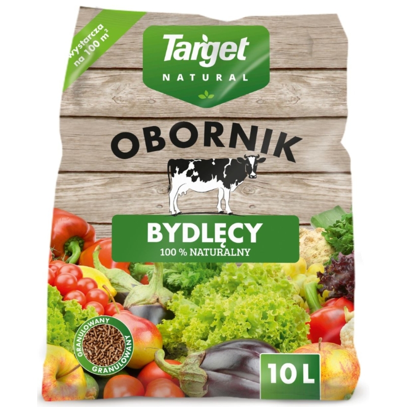 Obornik bydlęcy granulowany – nawóz do warzyw, owoców, roślin doniczkowych i trawnika – 10 l Target